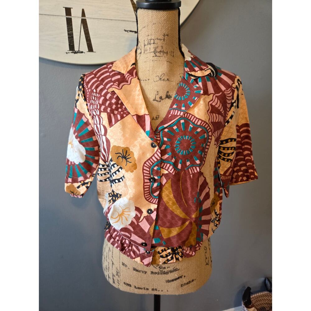 Scotch & Soda Maison sun ray button up short sleeve blouse multicolor adstract S
